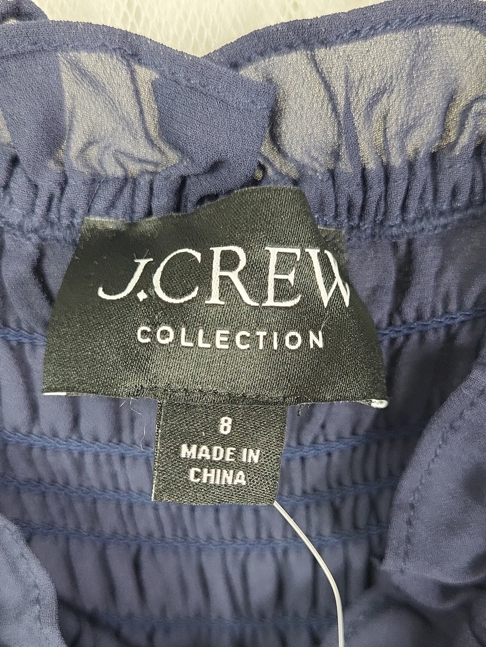 J. Crew Collection Smocked Chiffon Navy Maxi Dress with Spaghetti Straps. Size 8 - Picture 6 of 12